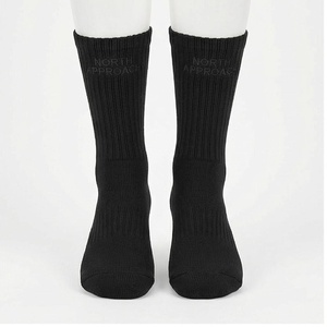 North Approach Crew <b>Socks</b> Solid <b>Black</b> Cotton Breathable Adult Autumn Casual Wear - Product Image 1