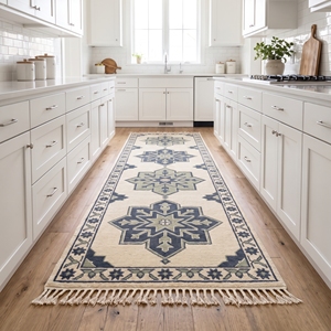 Tapis de couloir géométrique moderne sud-ouest, tissé à la main, avec franges, envers en latex antidérapant, pour salon et hôtel - Product Image 4