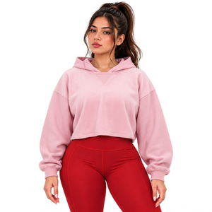 Sudadera Corta Personalizada a la Cintura, Venta al por Mayor, Marcas de Ropa para Mujer, Minoristas de Boutique de EE. UU., Felpa de Algodón - Product Image 1