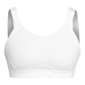 Soutien-gorge de sport blanc sans coutures respirant grande taille avec dos nageur, maintien léger, logo frontal pour la gym, le yoga, la course et le fitness - Product Image 2