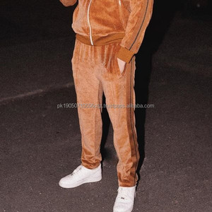 Wholesale Breathable Custom <b>Velour</b> Velvet Skinny Zipper <b>Tracksuit</b> <b>Men</b> Plain Slim Fit Male Sweat Suit - Product Image 3