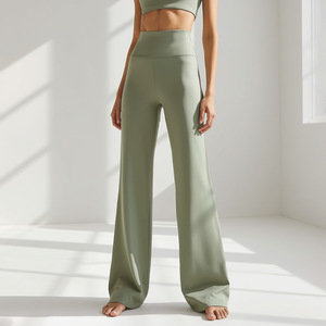 High Waisted Wide Leg <b>Yoga</b> <b>Pants</b> Spandex Nylon Stretch Comfortable Fitness Lounge <b>Pants</b> with OEM ODM Customization - Product Image 4
