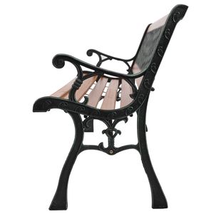 Panca da Esterno 49 Pollici Stile Antico per Giardino, Patio, Veranda, Terrazza, con Seduta a Due Posti e Schienale in Legno Duro, Ghisa e Acciaio Intrecciato - Product Image 6