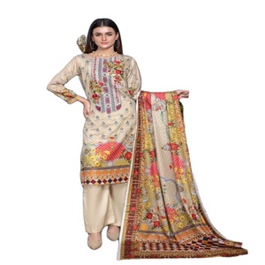 Haute qualité pakistanaise Shalwar Kameez dames robe exportation qualité faite coton/pelouse soie imprimé costumes indien pakistanais vêtements - Product Image 1
