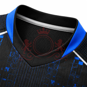 Camiseta de Fútbol para Hombre, Azul, con Patrón Geométrico, Manga Corta, Cuello en V, Poliéster que Absorbe la Humedad, Ajuste Atlético, para Todas las Temporadas - Product Image 6