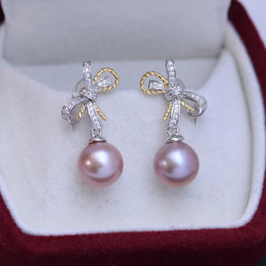 Pendientes Colgantes Minimalistas de Plata S925 con Circonitas Redondas de 8-9 mm de Zhuji Danshui, con Luz Intensa y Pequeñas Imperfecciones, Venta al por Mayor - Product Image 4