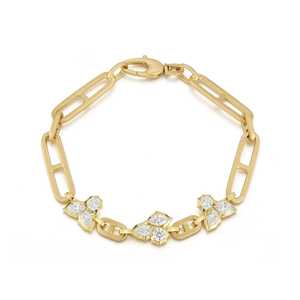 Pulseras Minimalistas de Oro Sólido de 14k con Diamantes Cultivados en Laboratorio en Forma de Pera Marquise Redonda, Cadenas de Clip y Cierre de Langosta, Venta al por Mayor - Product Image 3