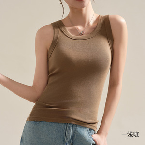 เสื้อกล้ามคอกลมแบบร่องสำหรับผู้หญิง สีพื้น ระบายอากาศได้ดี เหมาะสำหรับโยคะและออกกำลังกาย - Product Image 6