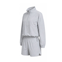Ensemble de survêtement à capuche en nylon de haute qualité pour femme, idéal pour le streetwear, la course et la gym, veste et pantalon de sport OEM légers et écologiques