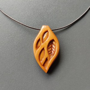 Wooden Leaf Pendant Necklace Hand Carved Natural Design Lightweight Daily Wear Jewelry Crafted From Wood - Product Image 1