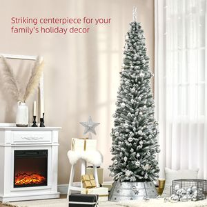 7.5 Tall Slim Artificial Christmas <b>Tree</b> with 738 Tips Unlit Snow-Flocked Realistic <b>Branches</b> - Product Image 4