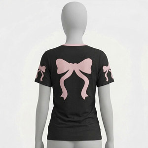 Camiseta de algodón 100% de calidad premium, cuello redondo, manga corta, transpirable, nueva, para mujer, camiseta sólida para chicas. - Product Image 4