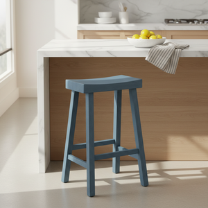 Taburete Alto de Barra, Redondo, de Madera de Caucho Sólida, Moderno, Minimalista, Mueble para el Hogar, Duradero y Ligero - Product Image 5