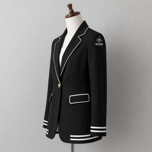 Custom Logo Heritage Masonic Regalia Greek Apparel Preppy Style Black <b>Blazer</b> Sorority Fraternity Embroidered Logo Single <b>Button</b> - Product Image 3
