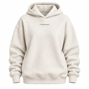 Sweat-shirt à capuche oversize pour femme, beige délavé, brodé, à épaules tombantes, décontracté, à manches longues - Product Image 1