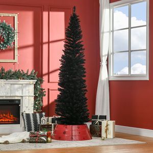 Albero di Natale Artificiale Nero Sottile da 2,1 m con 499 Rami Realistici e Supporto in Plastica - Product Image 1