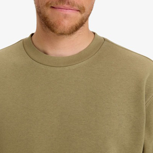 Sweat-shirts surdimensionnés pour hommes en gros, 350 GSM, logo personnalisé, mélange coton-polyester, épaules tombantes, col rond, décontractés - Product Image 3