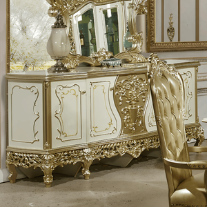 Juego de Comedor de Estilo Rococó Clásico Europeo, Madera de Teca Sólida con Tallado Artesanal Elegante, Muebles de Lujo para el Hogar - Product Image 3