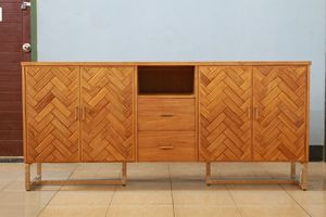 Mueble de Madera de Teca con 4 Puertas y 2 Cajones para Sala de Estar, Independiente con Patas Metálicas - Product Image 2