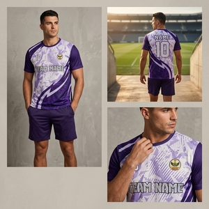 ชุดฟุตบอลพร้อมโลโก้ตามสั่ง เสื้อและกางเกงขาสั้น ผู้ผลิต OEM ODM ชุดฟุตบอลชาย ชุดทีม ระบายอากาศ แห้งเร็ว สำหรับกีฬา - Product Image 4