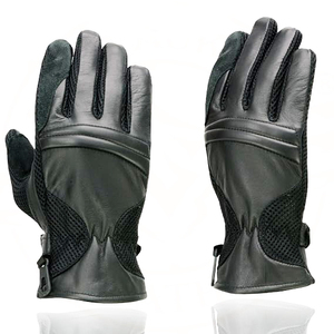 Gants de course en cuir et mesh noirs pour hommes Samroz Sports, été - Product Image 2