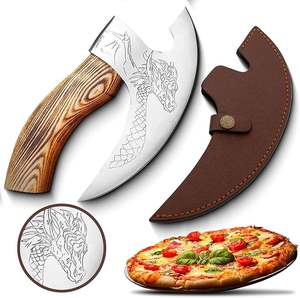 Cuchillo para pizza forjado a mano con mango de madera, cuchillo para pizza vikingo personalizado OEM con mango de madera de fresno - Product Image 1