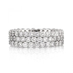 Bague Éternité Complète Personnalisée de Luxe à Trois Rangs en Argent Sterling 925 avec Diamants de Laboratoire, Idéale pour Mariage Tendance et Cadeau d'Anniversaire - Product Image 6