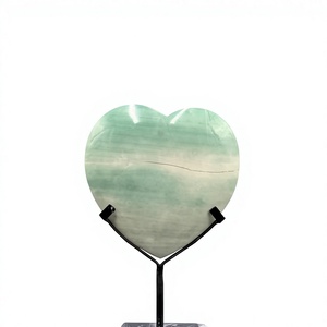 Sukabumi 15 cm Pierre Verte Cœur de Zéolite Style Cabochon Support Métallique Nouveauté Créative Pierre Naturelle Indonésienne Décoration Maison - Product Image 2