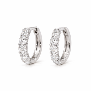 Pendientes de Aro con Cinco Diamantes Redondos de Laboratorio, Plata de Ley 925, Oro Sólido de 14K y 18K, Pendientes de Aro de Moda - Product Image 2