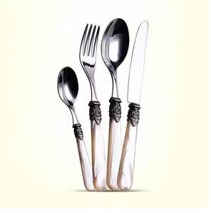 Juego de Cubiertos de Acero Inoxidable de Lujo con Mango de Hueso - Cuchara, Tenedor y Cuchillo Reutilizables, Ecológicos, Aptos para Lavavajillas, para Fiestas y Cenas - Product Image 5