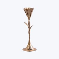 Support de bougie conique en aluminium fait main, motif fleur dorée moderne, en forme de lys botanique, pour centre de table de Noël, vente en gros