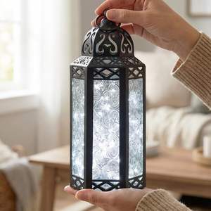 Nuevas Lámparas Decorativas Marroquíes de Metal Hechas a Mano con Luces LED de Hadas, Portavelas para Decoración Interior del Hogar - Product Image 2