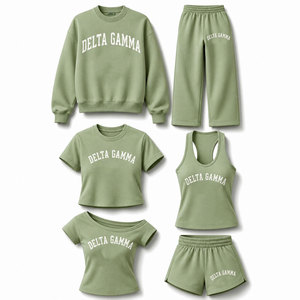 Ensemble décontracté pour femmes Delta Gamma, sweat-shirt à col rond, pantalon, short, lettres grecques brodées, coupe régulière, toutes saisons - Product Image 5