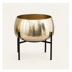 Ensemble de 2 jardinières modernes en métal doré avec support en fer noir, pot de fleurs d'intérieur pour salon et balcon, meilleur prix - Product Image 2