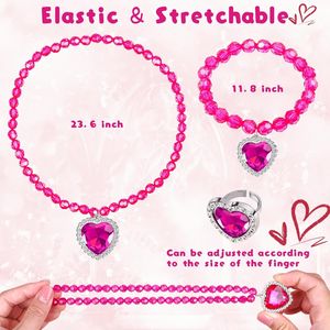 Conjunto de Joyas de Princesa Coloridas para Niñas: Collar, Pulseras, Anillos y Pendientes - Ideal para Fiestas de Cumpleaños, Recuerdos, Juego de Imitación y Disfraces - Product Image 3