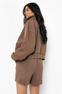 Trending Custom Female 2 Piece <b>Lounge</b> Wear Casual Sweatsuit Set Tracksuit Womens Sweatshirt and <b>Shorts</b> Set - Product Image 2