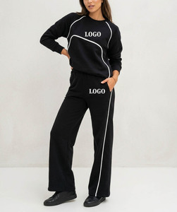 wholesale Custom logo <b>Women's</b> Winter Custom Heavyweight 100% Cotton High Quality Unisex 2 Piece Sweatshirt Tracksuit Set - Product Image 4