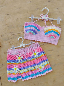 Ensembles de bikinis deux pièces en crochet pour femmes, hauts à imprimé floral et shorts taille haute, tenues de plage, fabrication OEM ODM au Vietnam - Product Image 2