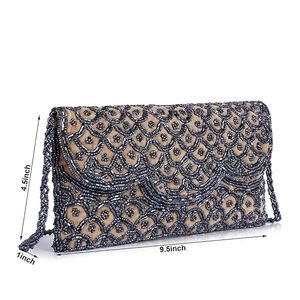 Bolso de Mano de Terciopelo Bordado a Mano para Mujer, Bolso de Fiesta Textil con Cuentas, Rectangular, para Noche o Boda, Personalizable - Product Image 2