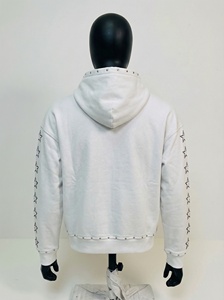 Sweat à capuche zippé imperméable personnalisé avec strass pour hommes |   Vêtements de rue en coton surdimensionnés |   Fabricant OEM de Marque Privée - Product Image 2