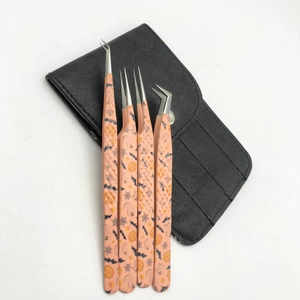 Juego de Pinzas Personalizadas con Recubrimiento en Polvo para Extensiones de Pestañas, Agarre de Diamante, Puntas Afiladas, Acero Inoxidable de Alta Calidad, Antiestático, 11 cm - Product Image 1