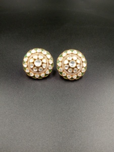 Amaira Jewels Classic Luxury 22k Gold Plated <b>Stud</b> <b>Earrings</b> with Green Enamel Triangular Shape for Women Wedding Jewelry - Product Image 5