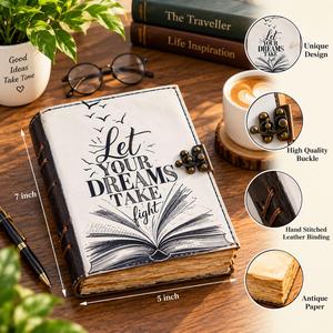 CRAFT HACKLE Let Your Dreams Take Flight, Diario Inspirador Hecho a Mano, Cuaderno Vintage con Borde Decorativo, 7x5 Pulgadas, Regalo - Product Image 4
