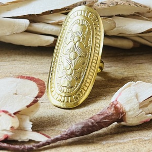Luxury Design Brass <b>Ring</b> Boho Floral <b>Ring</b> For Women 18k Gold Plated Tribal Shield Long Statement <b>Chunky</b> <b>Ring</b> Wholesale/OEM/ODM - Product Image 5