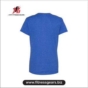 Women's O-Neck Short Sleeve T-Shirt Solid Blue Breathable Knitted Cotton Casual Wear All Seasons - Product Image 2