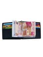 Dompet Binder Kulit Asli Wriza A7 Saffiano dengan Tali Pergelangan Tangan, RFID, Resleting, Pengatur Uang, Amplop Uang Kompak, Perencana