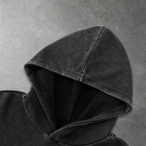 Sweat-shirts à capuche délavés pour hommes de qualité supérieure, en molleton de coton oversize, style streetwear décontracté, fournisseur d'usine de vêtements personnalisés OEM - Product Image 4