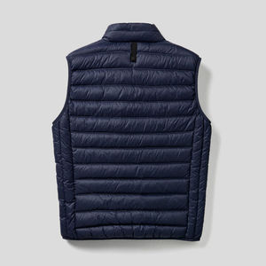 Chaleco Acolchado Ligero para Hombre, Cuello Alto, Color Azul Marino Sólido, Talla Grande, Ropa de Abrigo para Otoño - Product Image 4