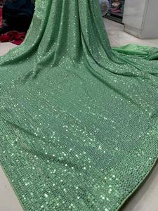 Sari Tradicional Indio Moderno de Georgette con Lentejuelas, Bordado Exquisito, Secado Rápido, Protección Solar, para Todas las Estaciones, para Bodas - Product Image 5