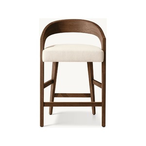 Tabouret de bar moderne en bois massif, chaise de bar rembourrée, tabouret contemporain pour îlot de cuisine, café, restaurant, hôtel - Product Image 1